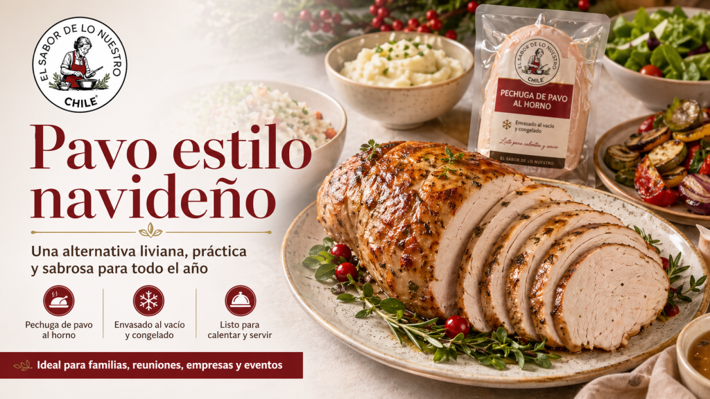 Pavo estilo navideño con pechuga de pavo al horno listo para calentar y servir